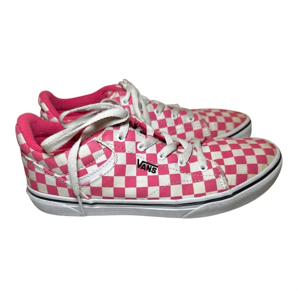 Vans Pink White Checkerboard Skate Sneakers Low‎ Top Women's Size 4